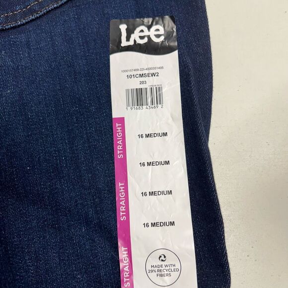 LEE Women’s MidRise Regular Fit Straight Dark Wash Jeans Blue 16 M NEW Inseam 29 - Picture 5 of 11